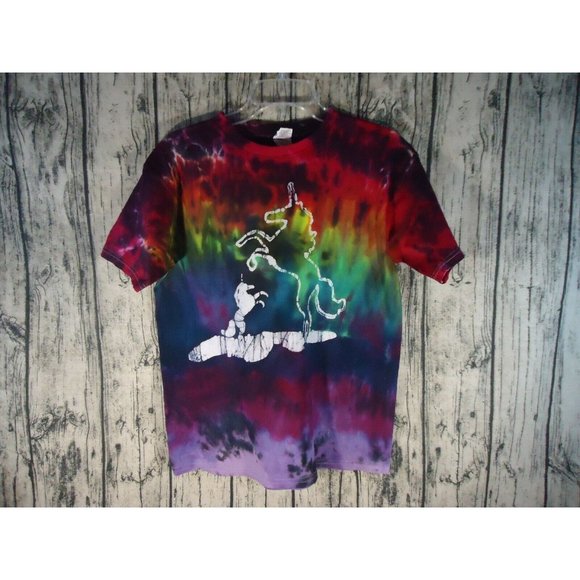 Handmade Other - Handmade Tie Dye Batik Tee Youth XL Rainbow Prancing Unicorns New